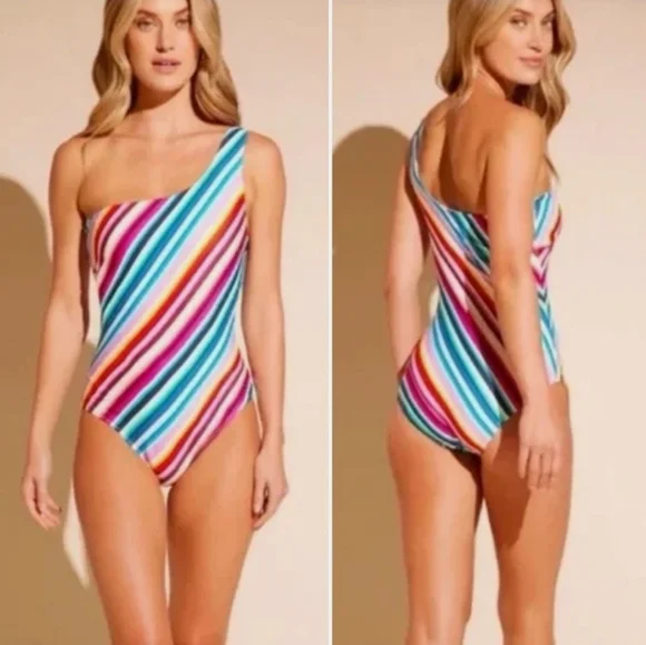NWT Stylest DreamSculpt One Shoulder Suit: Rainbow Gradient: Large: UPF 50+ - Picture 7 of 7